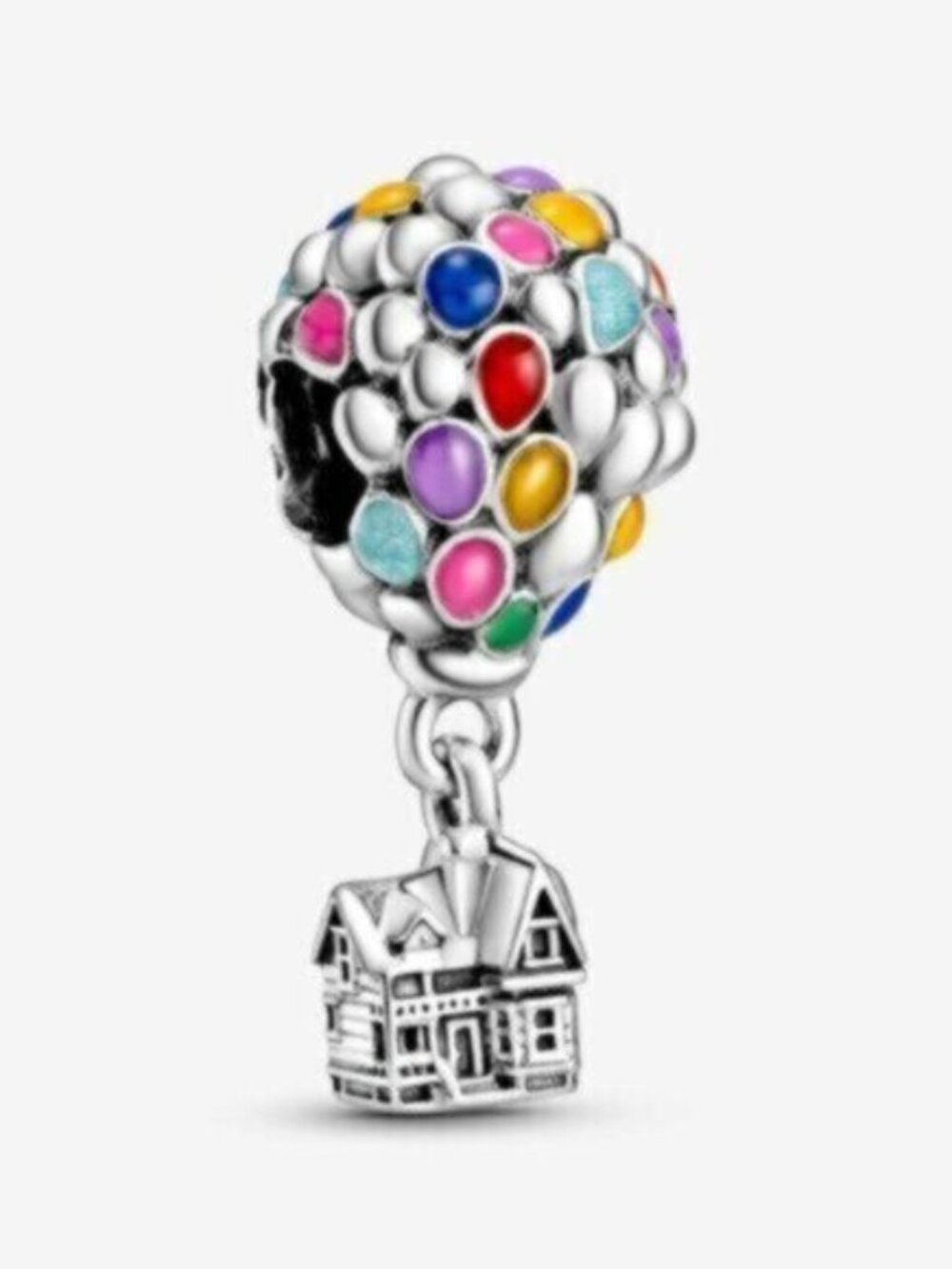 Pandora Silver House Charm with Multicolor Balloon Cluster